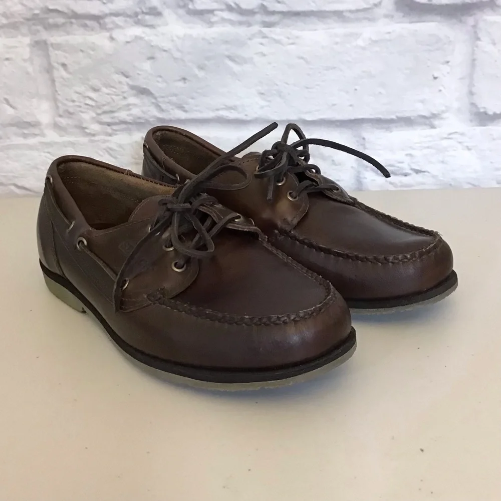Sebago 9 (5E) Men’s Classic Brown Leather Boat Shoes Slip Ons Extra Wide Width